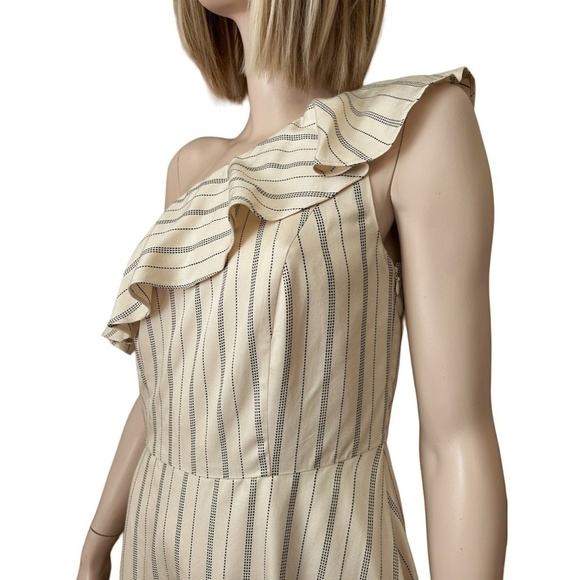 Ann Taylor One Shoulder Dress 100% Rayon Fluttery Ruffled Neckline - Picture 3 of 12